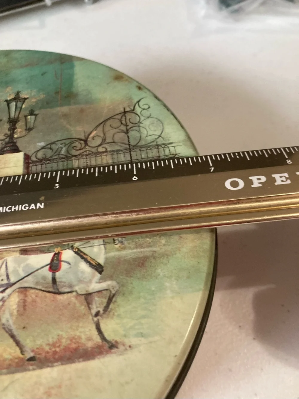Vintage Horse and Carriage Round Candy Cookie Tin 7 in